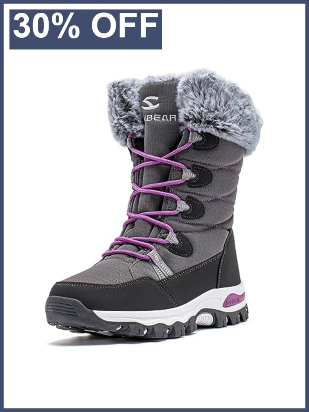Waterproof Winter Snow Boots Faux Fur Lined Mid-Calf Pull-On